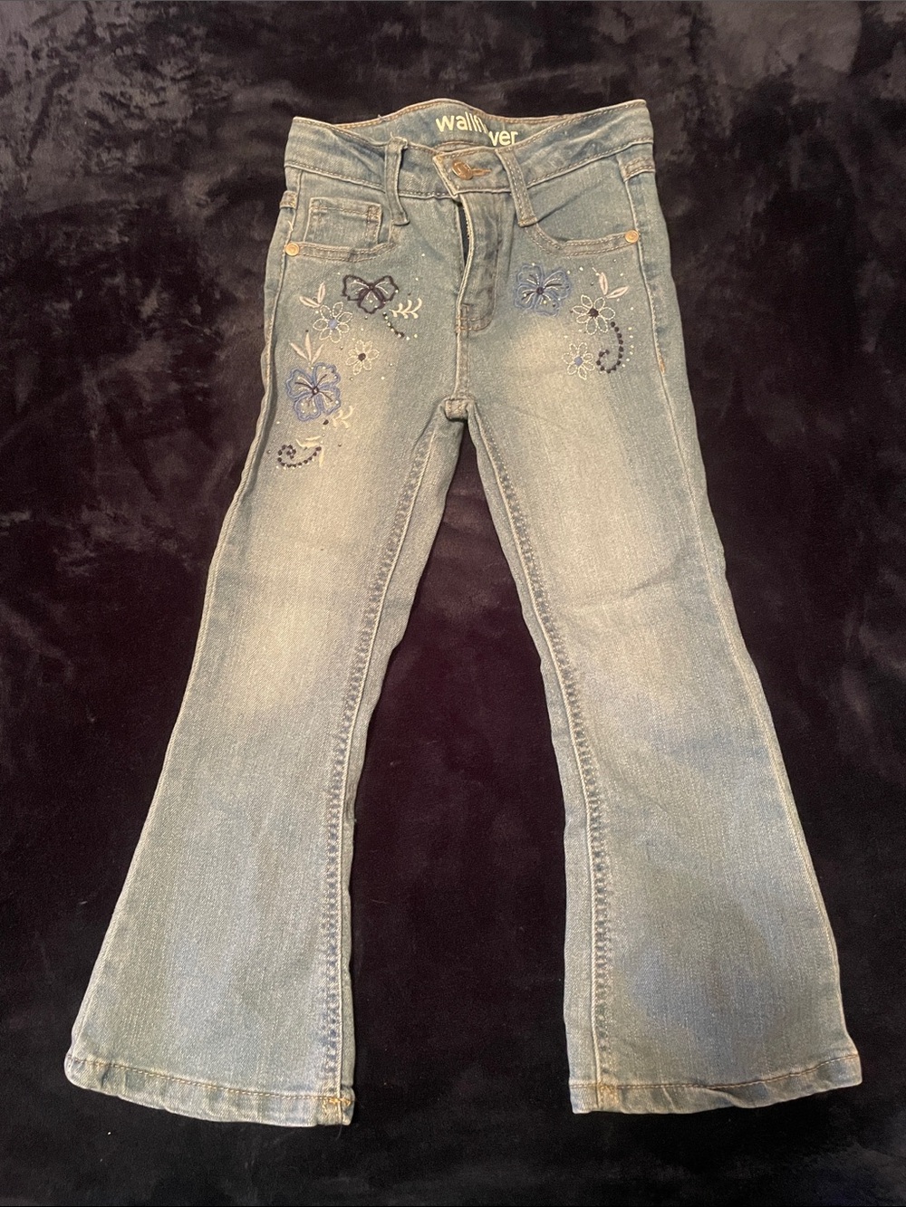 Wallflower Light Blue Embroidered Flare Jeans Little Girls Sz5